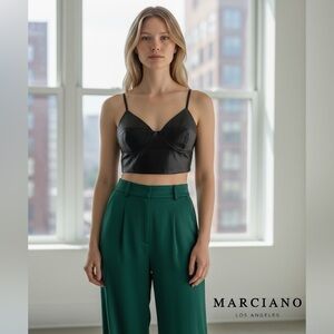NEW, Marciano Los Angeles, Black Faux Leather Crop Top, Size S 🫦